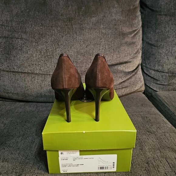 Tory Burch Double T Buckle Pump 80mm Suede Goat Leather - Picture 2 of 10